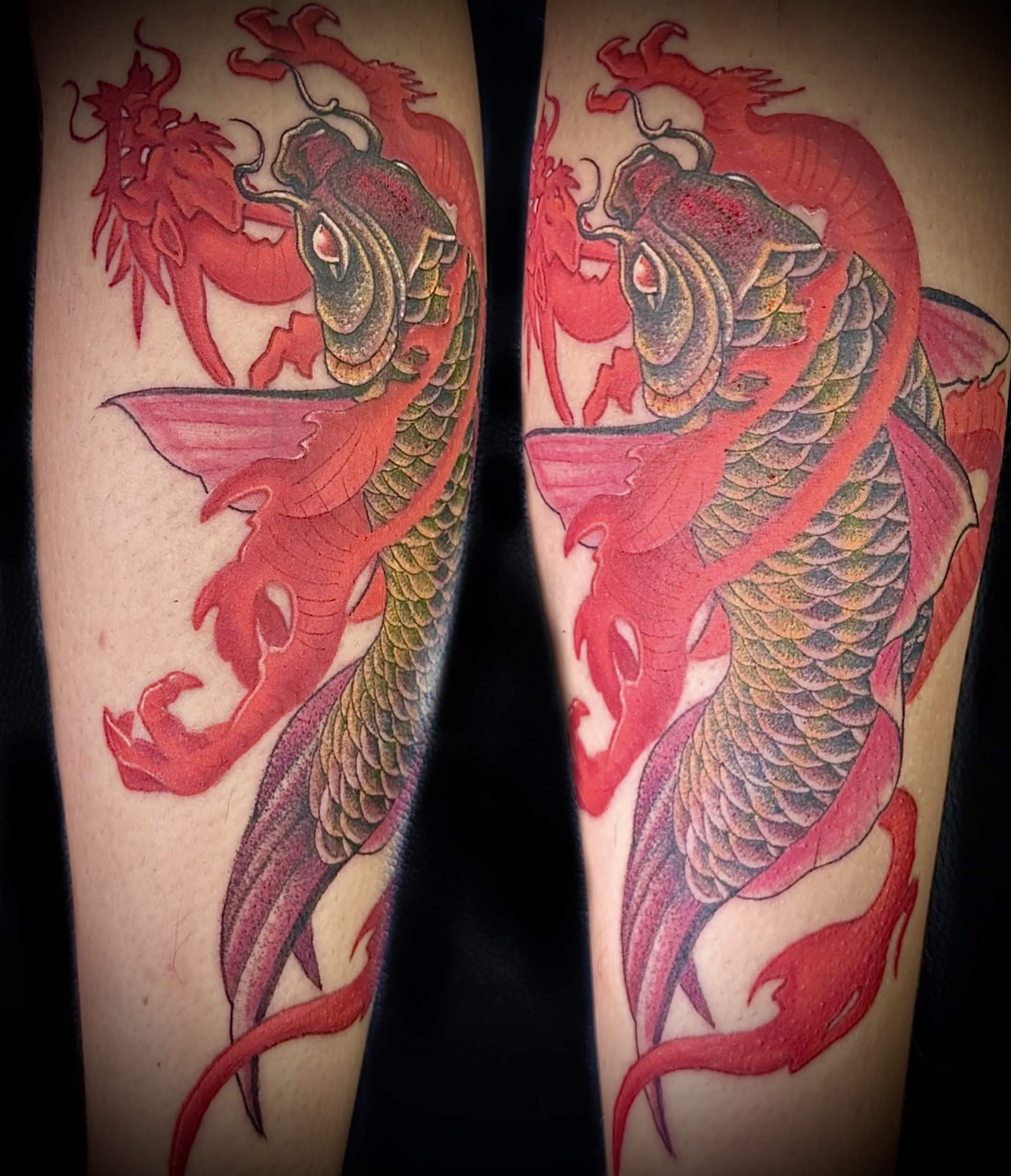 Red koi dragon Japanese style — Full Color tattoo by Spade, Honolulu