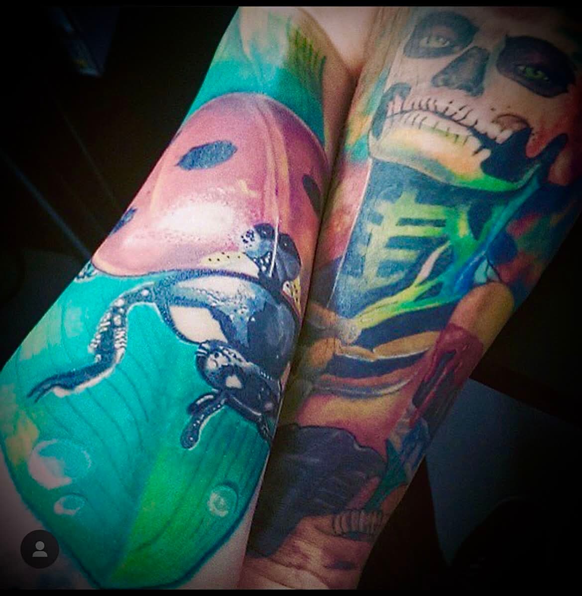 Sea turtle and skeleton sleeve — Surreal Color Realism by Spade, Waikīkī