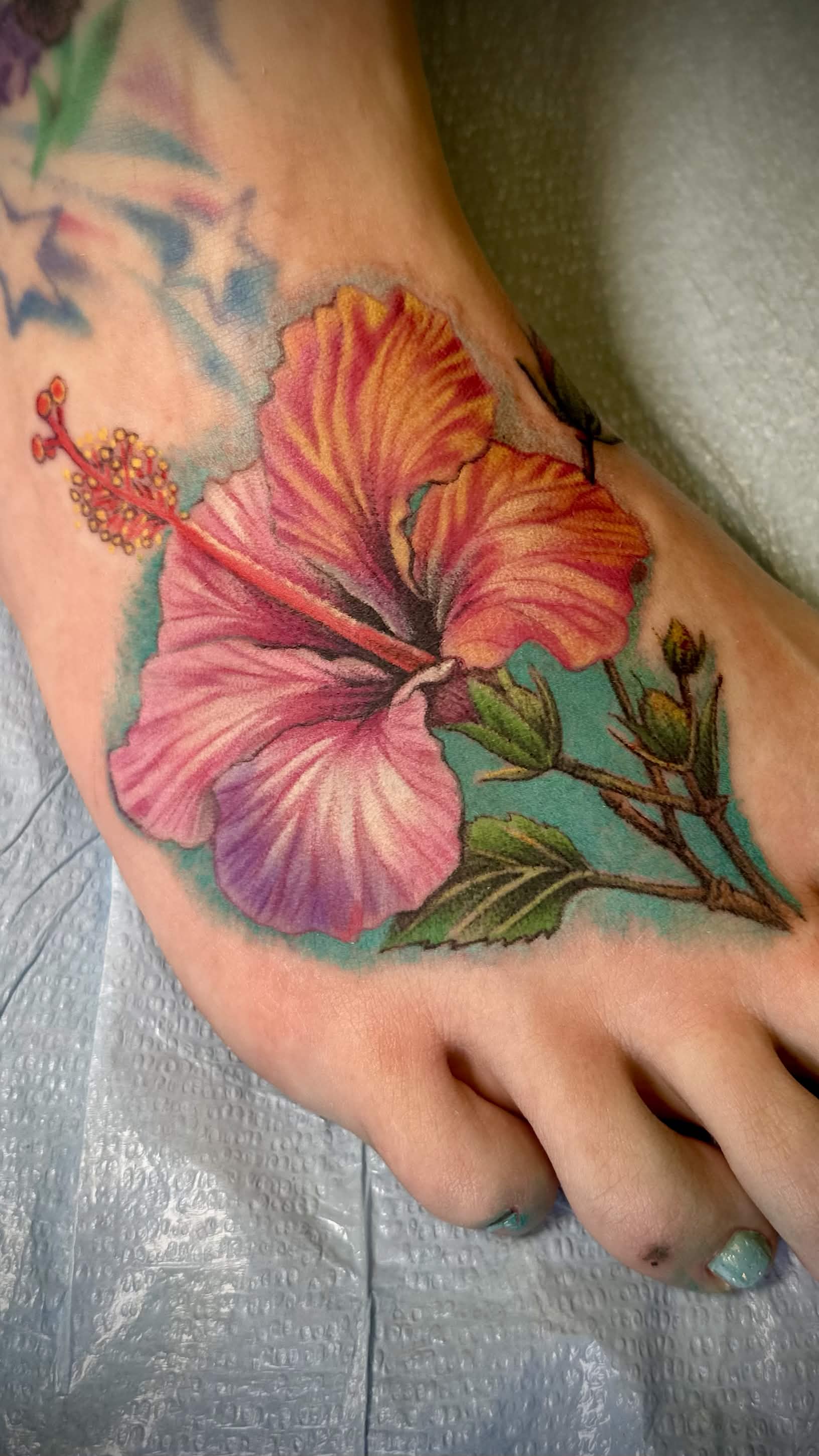 Hibiscus — affordable flash tattoo available at Spade's studio